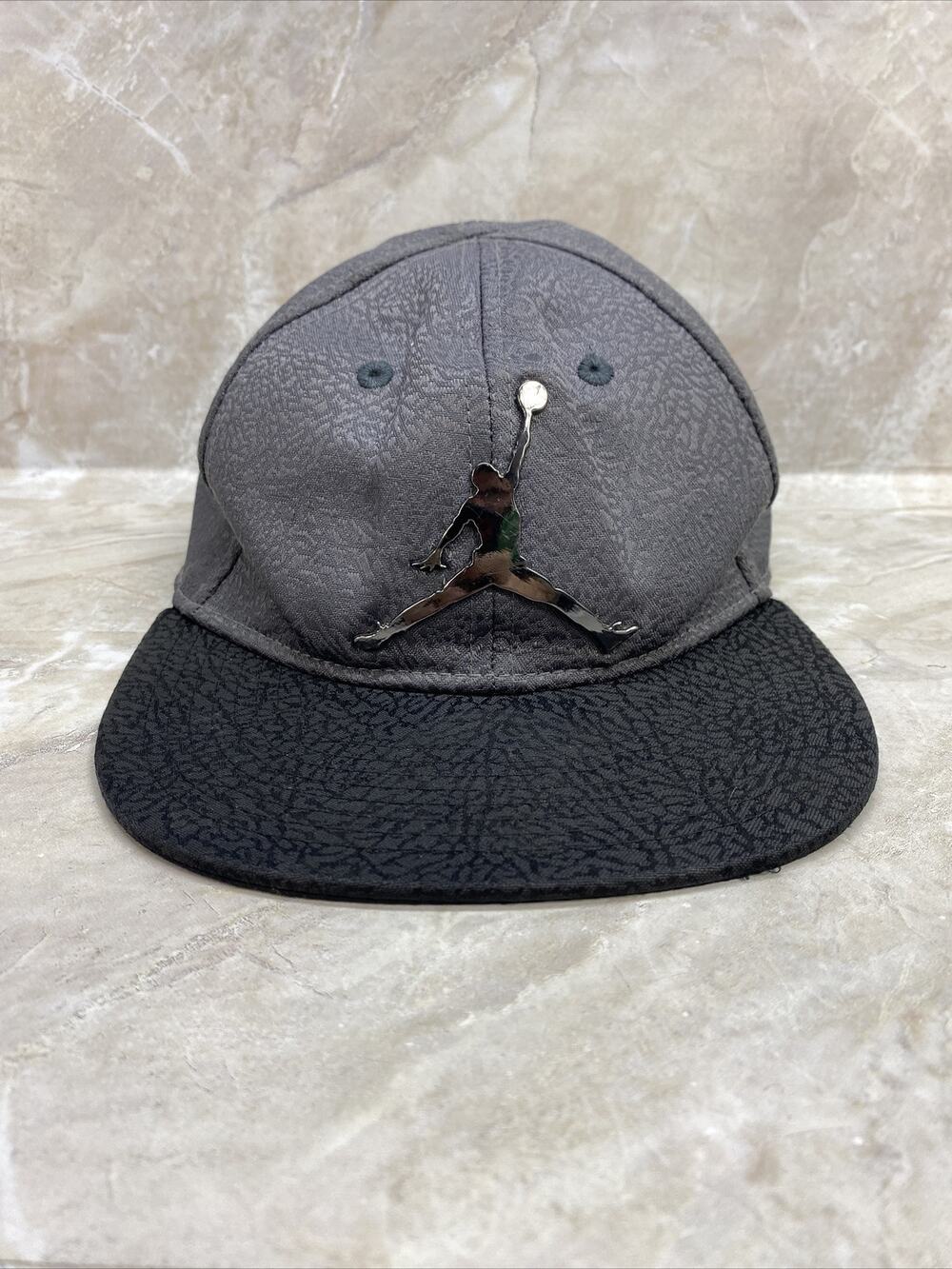 AIR JORDAN Jumpman Snapback Hat Cap Adjustable Youth Size 4/7 Gray/Black